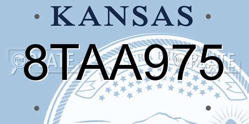 8TAA975 Kansas License Plate