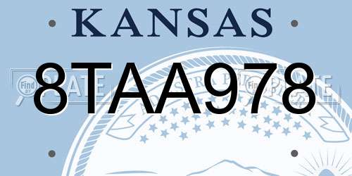 8TAA978 Kansas License Plate