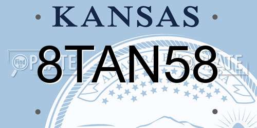 8TAN58 Kansas License Plate