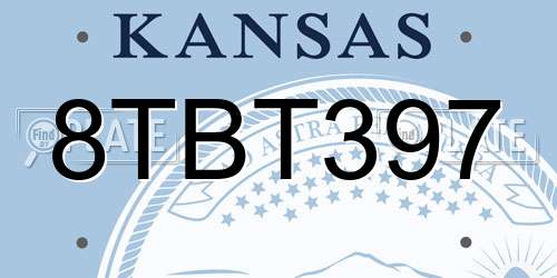 8TBT397 Kansas License Plate