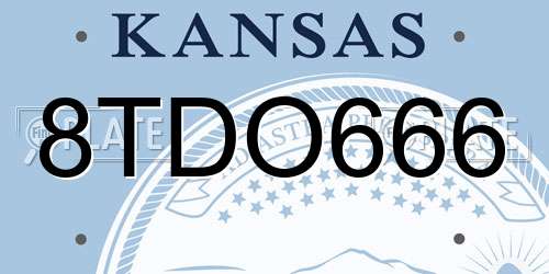 8TDO666 Kansas License Plate