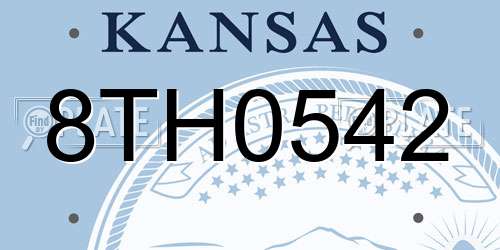 8TH0542 Kansas License Plate