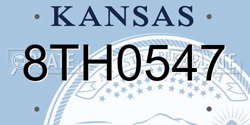 8TH0547 Kansas License Plate