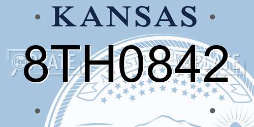 8TH0842 Kansas License Plate