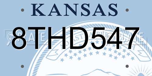 8THD547 Kansas License Plate