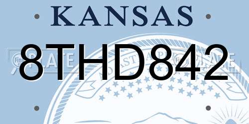8THD842 Kansas License Plate