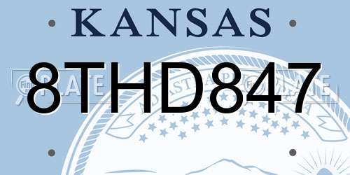 8THD847 Kansas License Plate