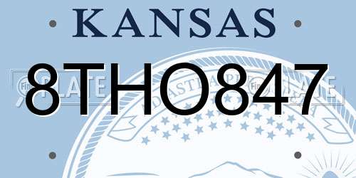 8THO847 Kansas License Plate