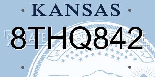 8THQ842 Kansas License Plate