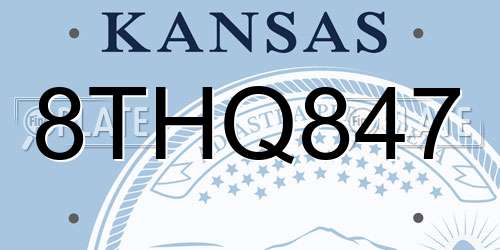 8THQ847 Kansas License Plate