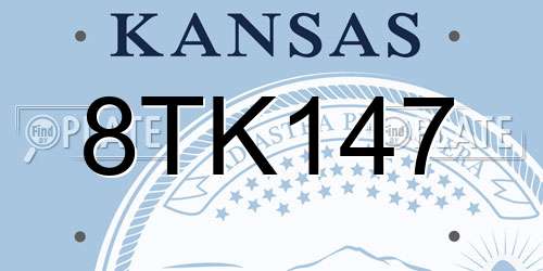 8TK147 Kansas License Plate