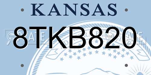 8TKB820 Kansas License Plate