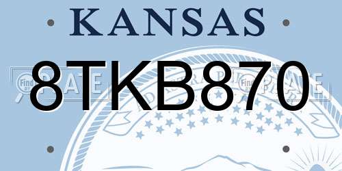 8TKB870 Kansas License Plate