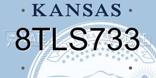 8TLS733 Kansas License Plate