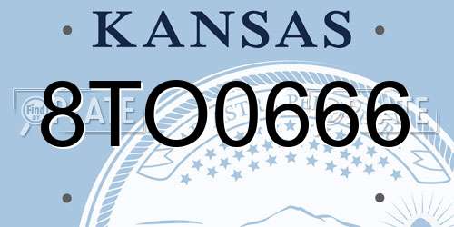 8TO0666 Kansas License Plate