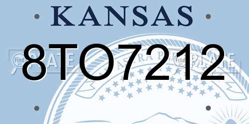 8TO7212 Kansas License Plate