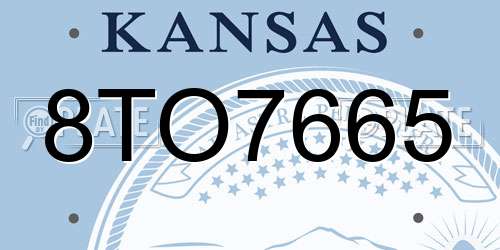 8TO7665 Kansas License Plate
