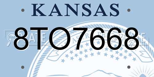 8TO7668 Kansas License Plate