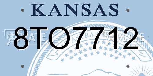 8TO7712 Kansas License Plate