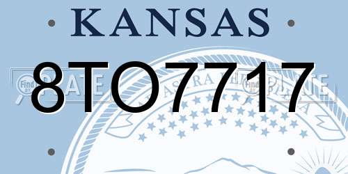8TO7717 Kansas License Plate