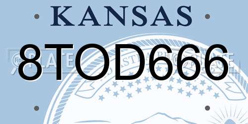 8TOD666 Kansas License Plate