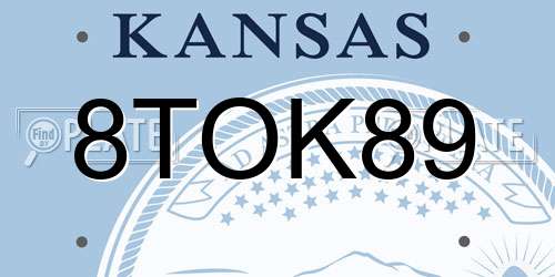 8TOK89 Kansas License Plate