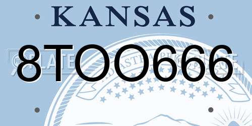 8TOO666 Kansas License Plate