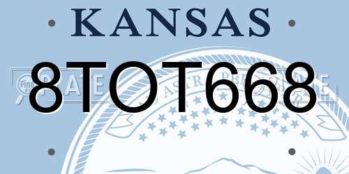8TOT668 Kansas License Plate