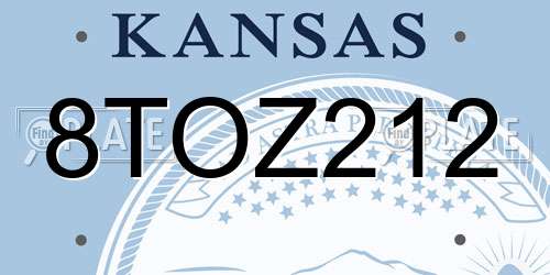8TOZ212 Kansas License Plate