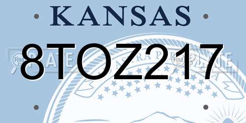 8TOZ217 Kansas License Plate