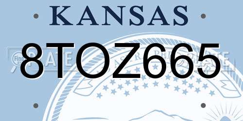 8TOZ665 Kansas License Plate