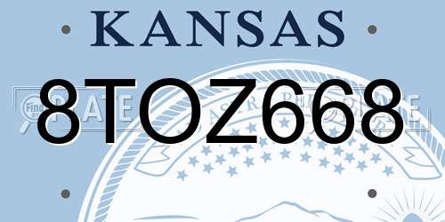 8TOZ668 Kansas License Plate