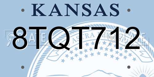 8TQT712 Kansas License Plate