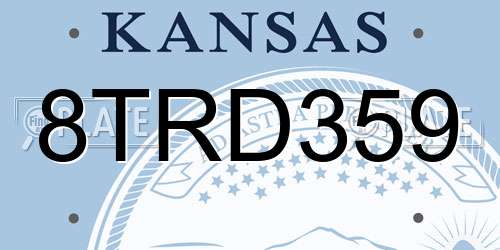 8TRD359 Kansas License Plate