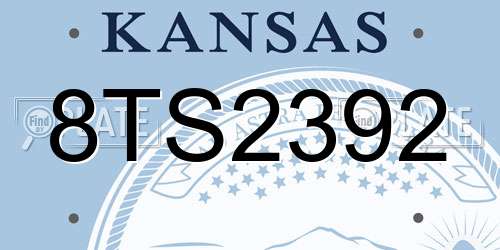 8TS2392 Kansas License Plate