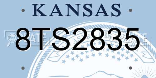 8TS2835 Kansas License Plate