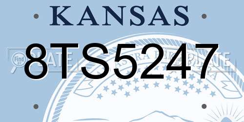 8TS5247 Kansas License Plate