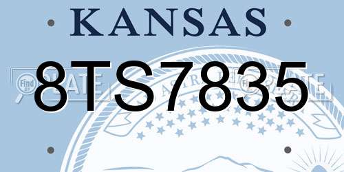 8TS7835 Kansas License Plate