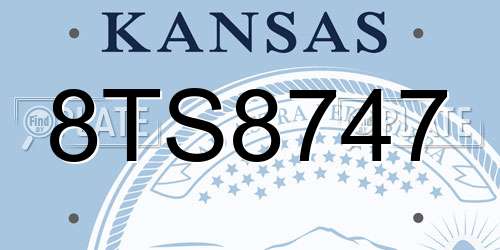 8TS8747 Kansas License Plate
