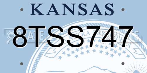 8TSS747 Kansas License Plate