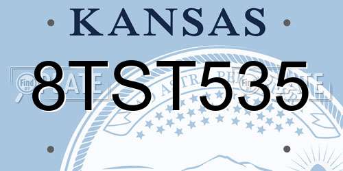 8TST535 Kansas License Plate