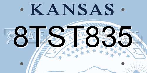 8TST835 Kansas License Plate