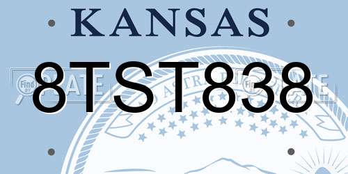 8TST838 Kansas License Plate