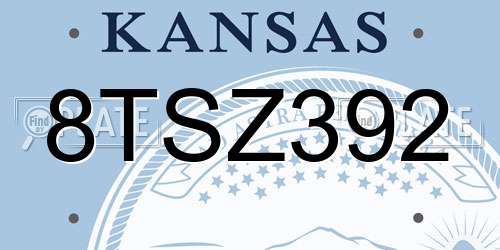 8TSZ392 Kansas License Plate