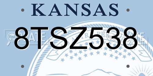 8TSZ538 Kansas License Plate