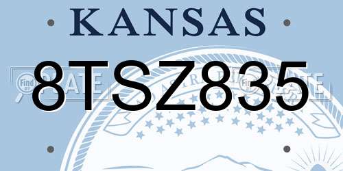 8TSZ835 Kansas License Plate
