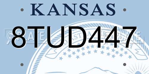 8TUD447 Kansas License Plate