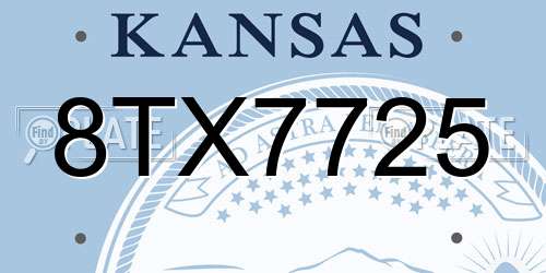 8TX7725 Kansas License Plate