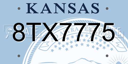 8TX7775 Kansas License Plate