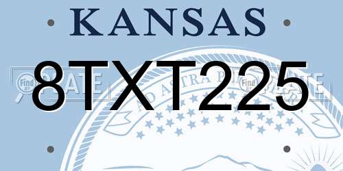 8TXT225 Kansas License Plate
